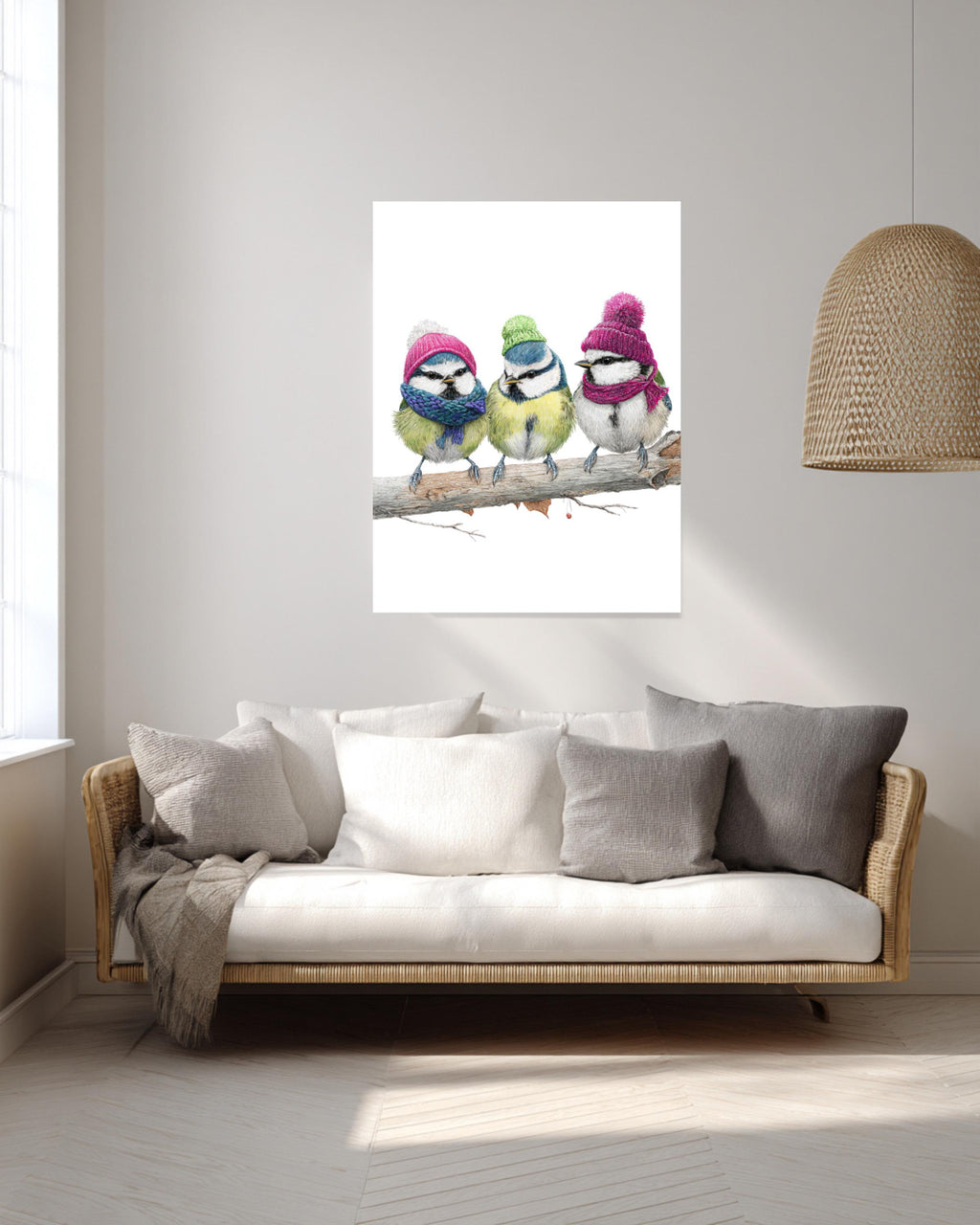 Three Illustrated Birds Canvas
