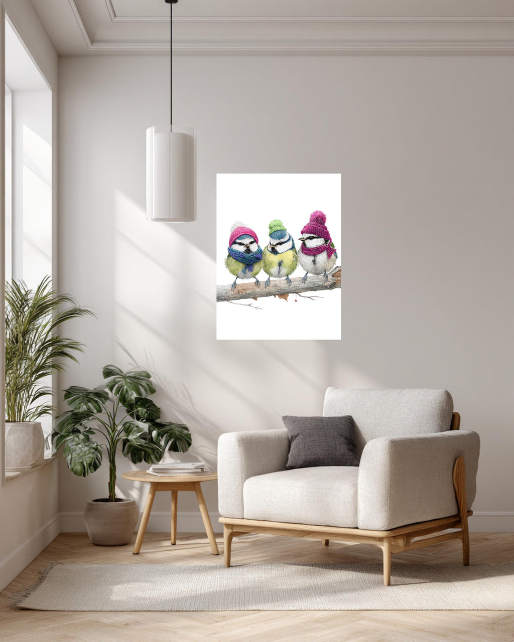 Three Illustrated Birds Canvas