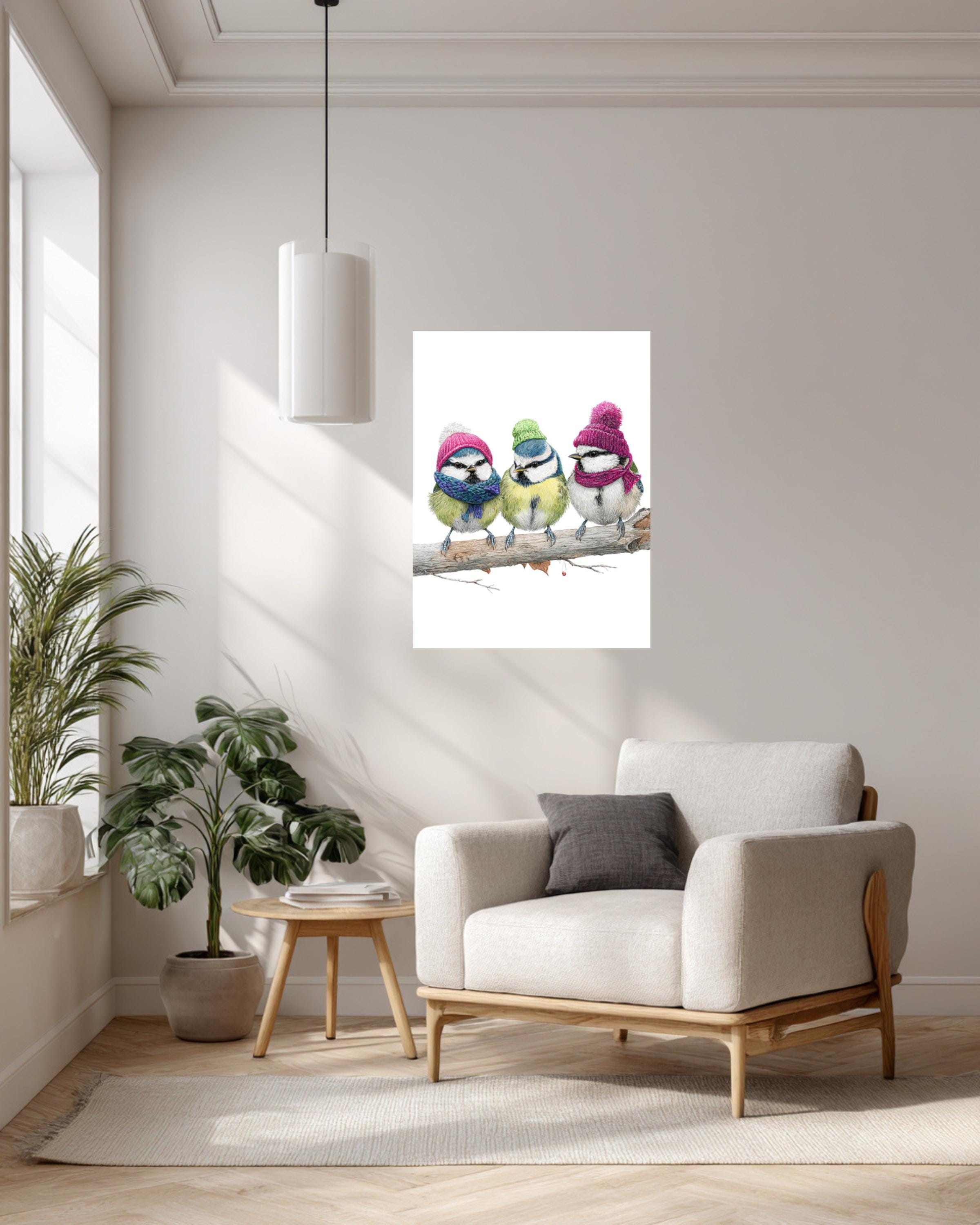 Three Illustrated Birds Canvas