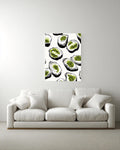 Black Oyster Tray Illustration Canvas, White Oysters with Green Moss, Minimalist Coastal Art, Bold Line Seafood Wall Decor