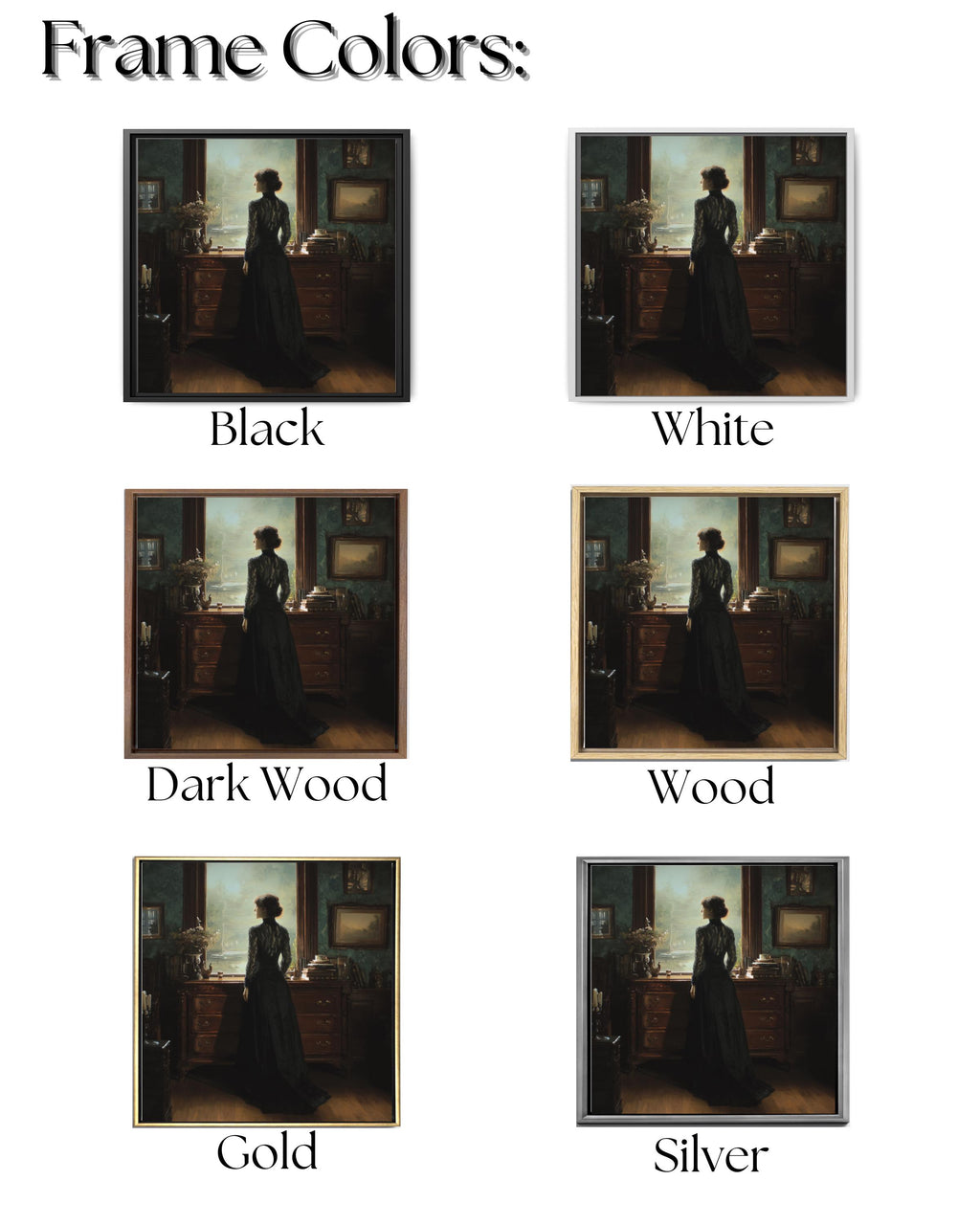 Victorian Woman Canvas Print, Dark Academia Gothic Wall Art