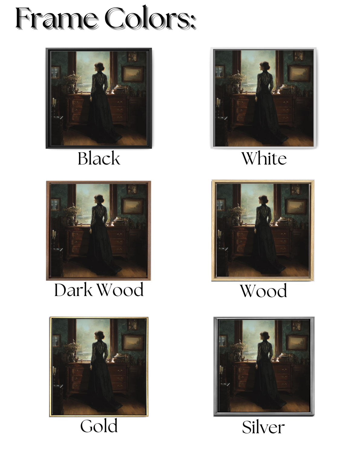 Victorian Woman Canvas Print, Dark Academia Gothic Wall Art