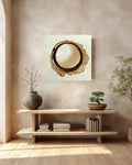 Coffee Stain Canvas Print, Minimalist Kitchen Art, Sepia Tone