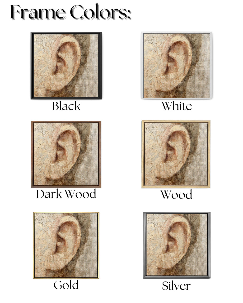 Textured Impasto Ear Anatomy Canvas Print, Medical Art
