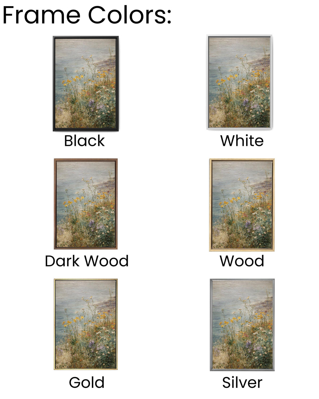 Impressionist Wildflower Canvas Art: Coastal Meadow Landscape, Beach House Decor