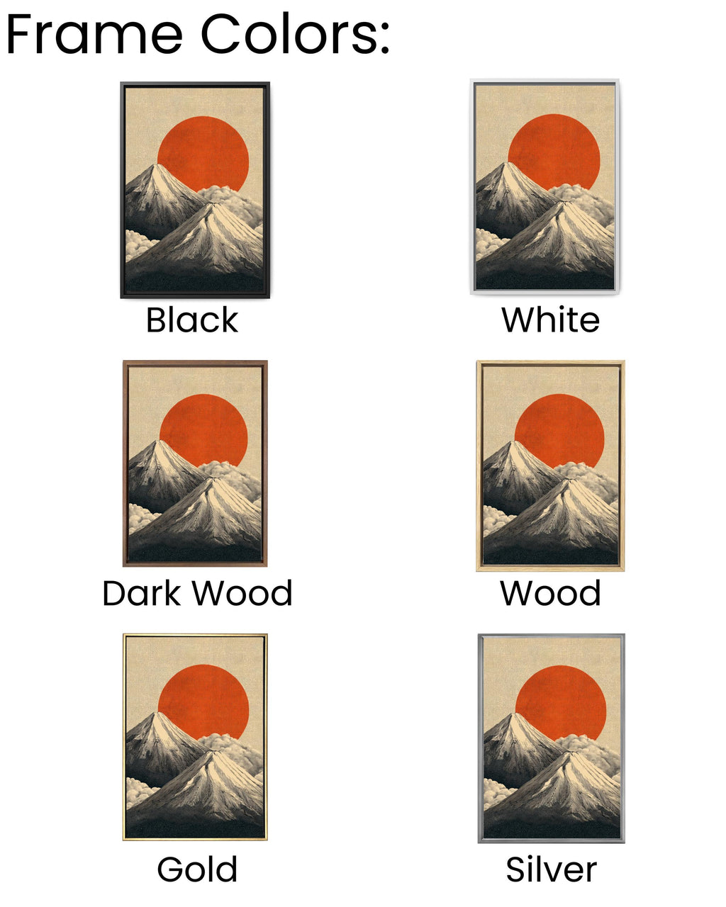Mount Fuji Canvas Print: Japanese Landscape, Red Sun, Zen Art