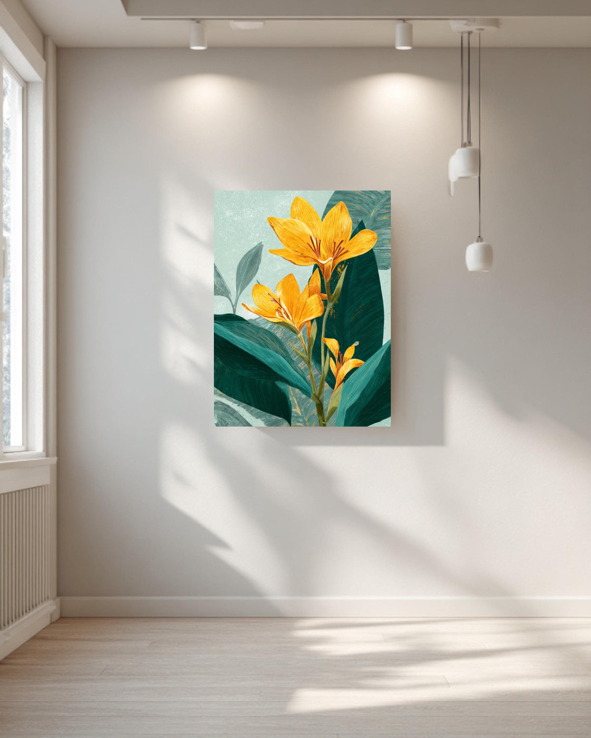 Tropical Yellow Flower Canvas, Vintage Botanical Wall Art