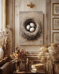 Rustic Bird Nest Canvas Print: Neutral Farmhouse Wall Art