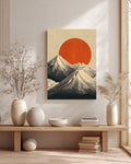 Mount Fuji Canvas Print: Japanese Landscape, Red Sun, Zen Art