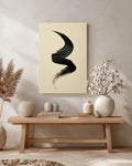 Black Ink Brushstroke Canvas Art, Modern Japandi Wall Decor